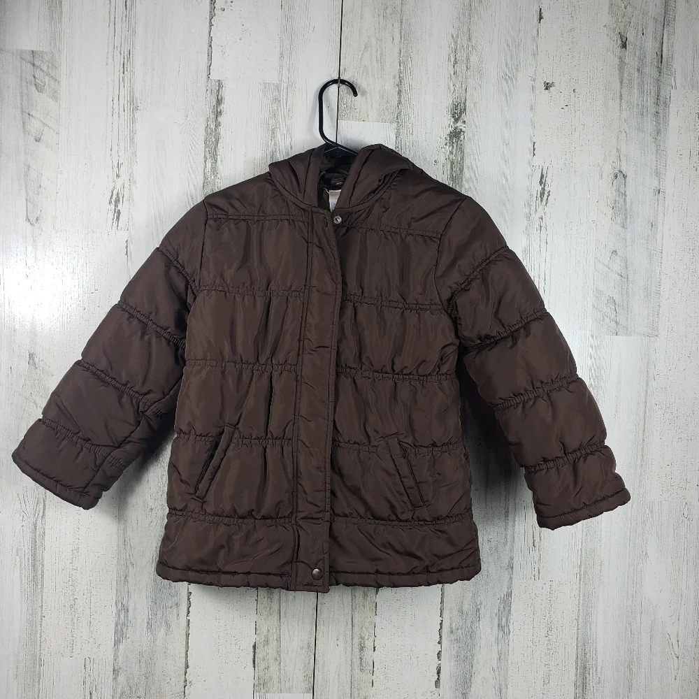 Gymboree girls brown puffer winter jacket size medium 7-8